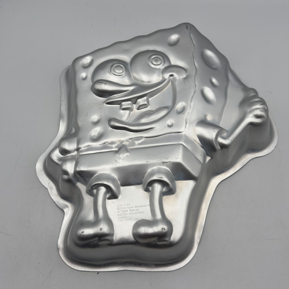 Wilton SpongeBob SquarePants Cake Pan Silver Aluminum 2002 Vintage OS Bakeware